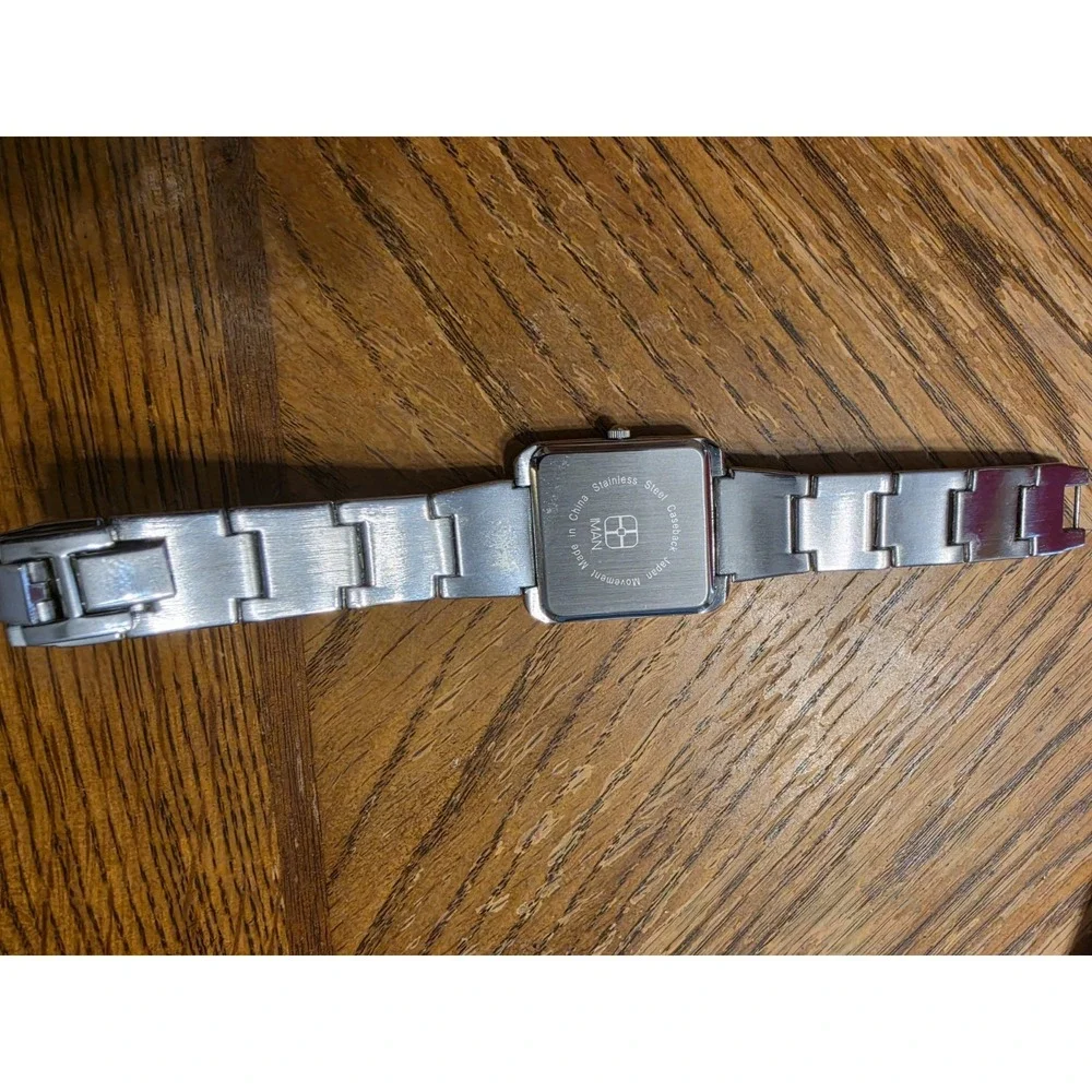 IMAN Silver Tone Rhinestone Women's Fasion Statement Dress Watch MoP Face NEW...
